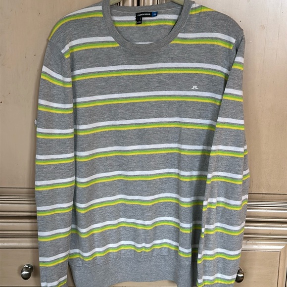 J. Lindeberg Crewneck Sweater/David striped fine cotton - 100%, Size Large. - Picture 1 of 4
